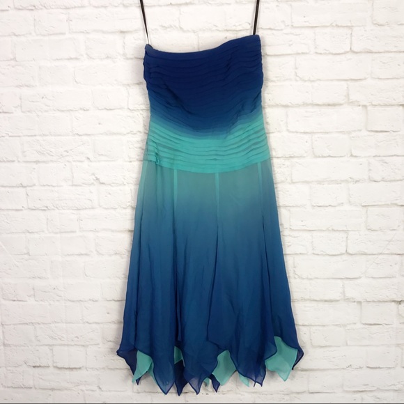 Lillie Rubin Ombré Silk Asymmetrical Cocktail Gown - Picture 2 of 8